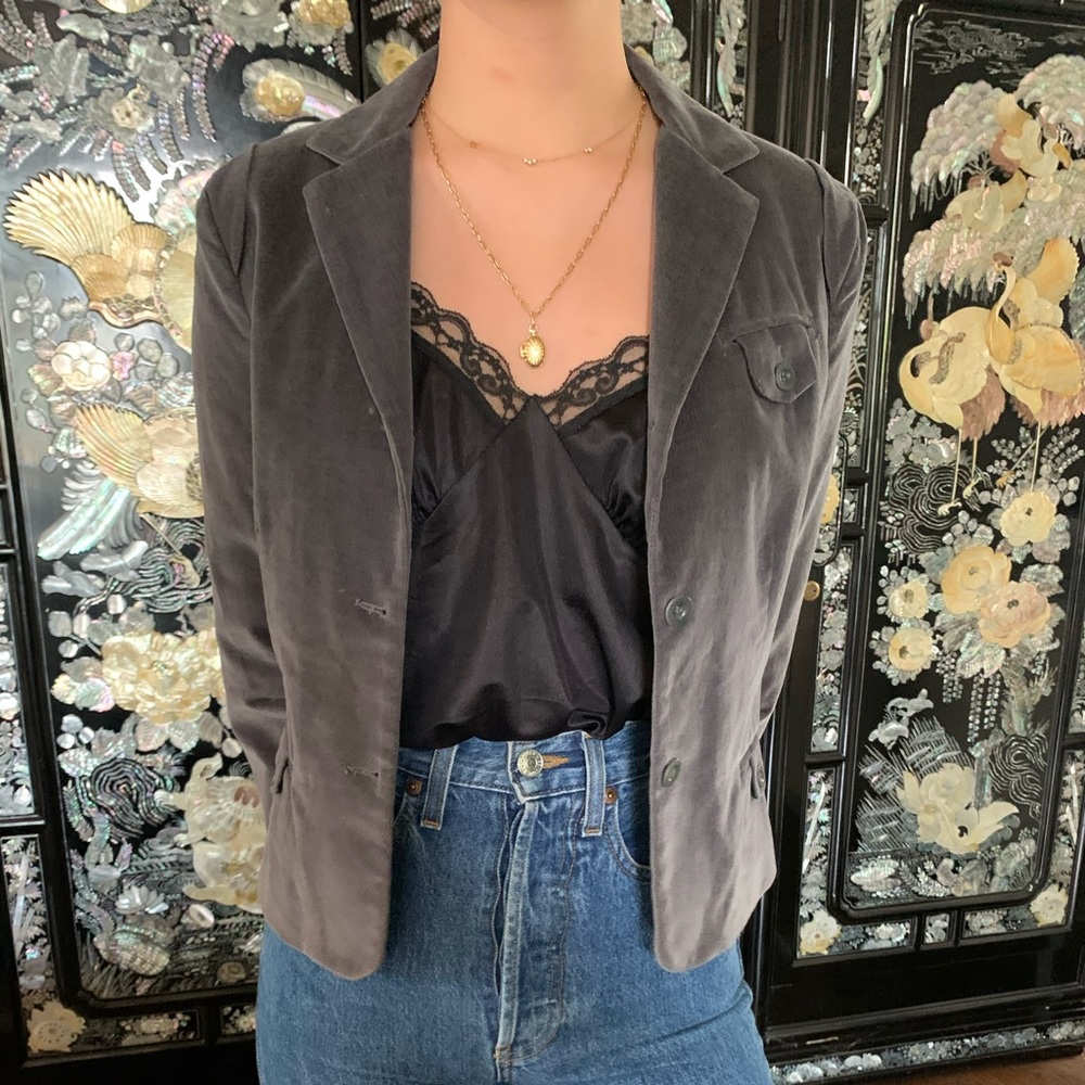 Grey velvet blazer